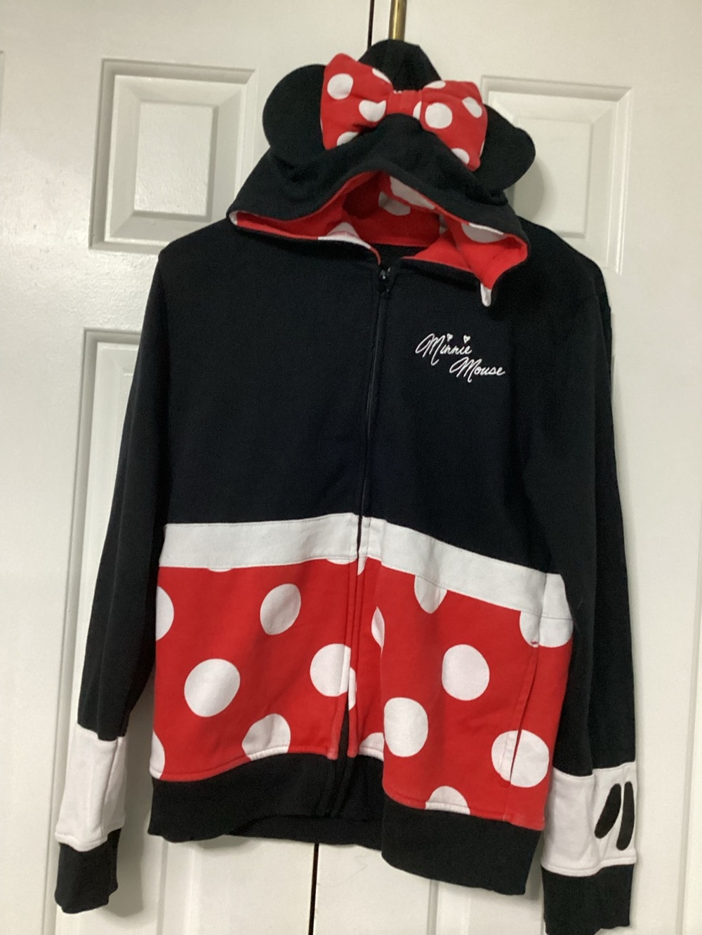 Disney Parks Kids "I Am Minnie Mouse" Zip Hoodie w/ 3D Ears & Bow